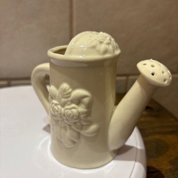 Vintage Pottery Ceramic Watering Can with flowers 4" tall - Picture 5 of 7